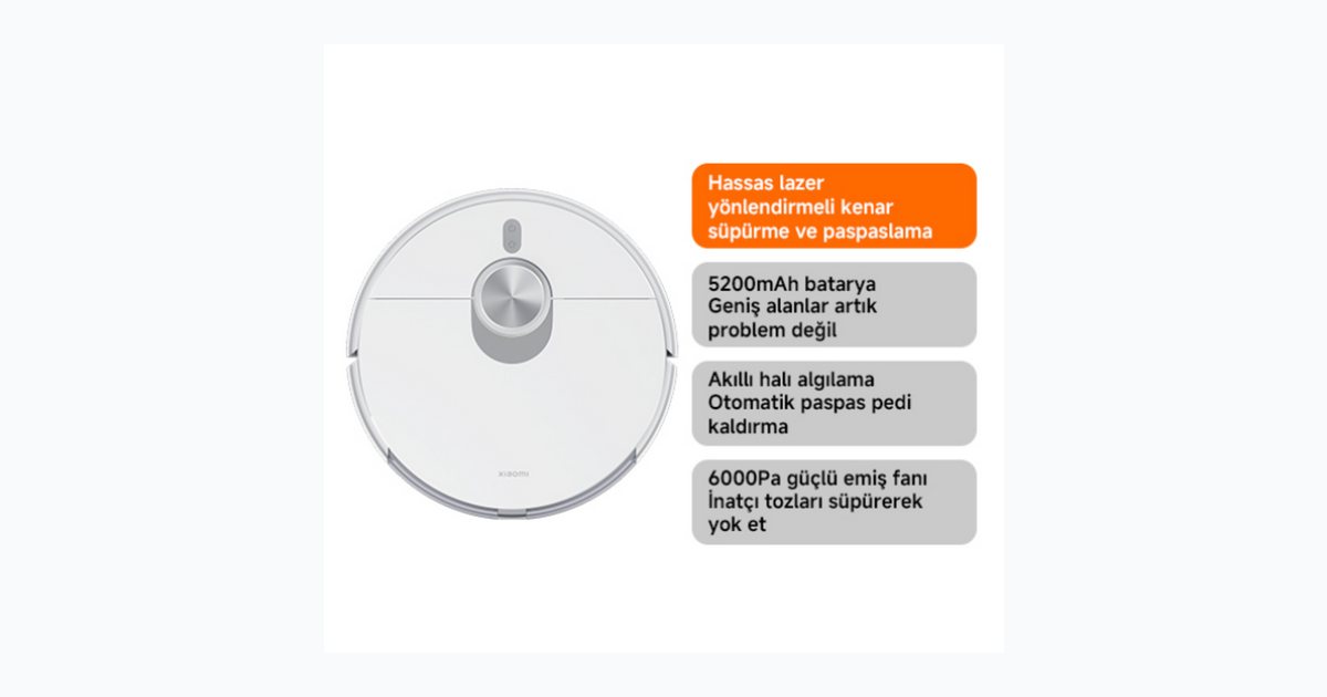 Xiaomi Robot Vacuum S20+ Plus Akıllı Robot Süpürge - Beyaz(Xiaomi Türkiye Garantili)