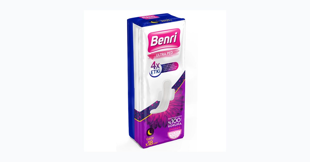 Benri Hijyenik Ped Gece Çoklu 18'li
