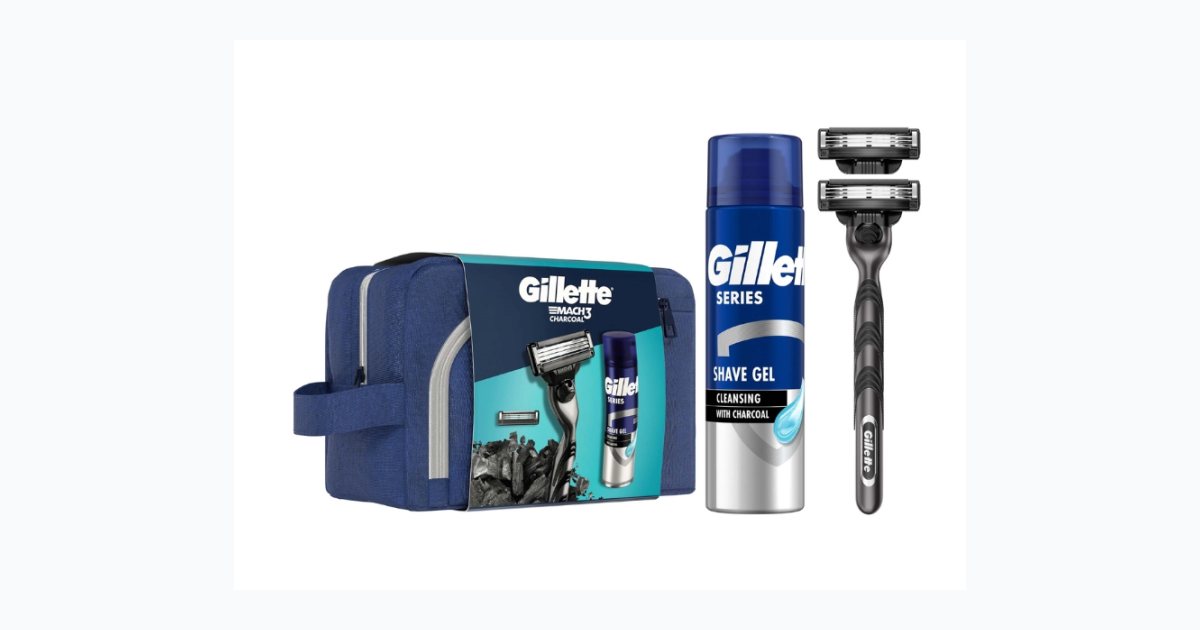 Gillette Mach3 Charcoal Tıraş Makinesi + 1 Yedek Başlık + Charcoal Tıraş Jeli 200 ml + Çanta