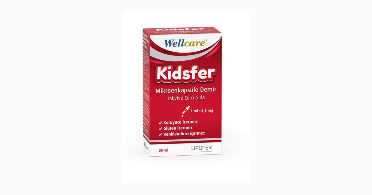 Wellcare Kidsfer Mikroenkapsüle Demir İçeren Damla Takviye Edici Gıda 8,5 Mg/Ml 30 Ml Şişe