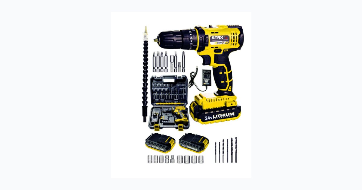 STAXX POWER Stx1069 24v Çift Akülü Şarjlı Vidalama Darbeli Matkap Çantalı Set + 24parça Usta Seti