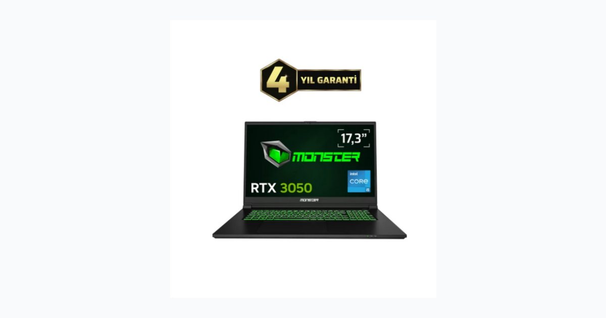 MONSTER Abra A7 V15.3.4 Intel Core i5 13500H 16 GB RAM 1 TB SSD 6 GB RTX 3050 FreeDOS 17,3" FHD 144 Hz