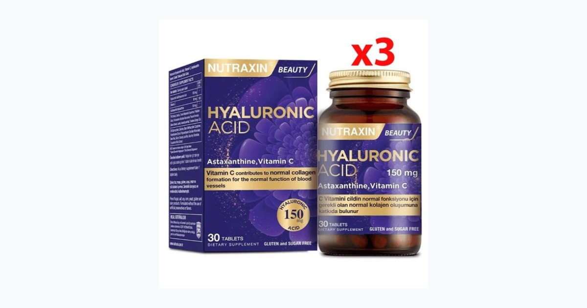 Nutraxin Hyaluronik Asit Takviye Edici Gıda 30 Tablet 3 Adet