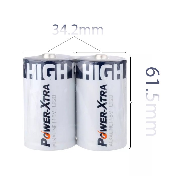 Power-Xtra Lr20/D Size Alkaline Pil - 2Li Shrink