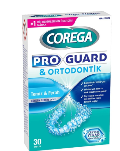 Corega Proguard &amp; Retainer 30'Lu Protez Temizleme Tableti