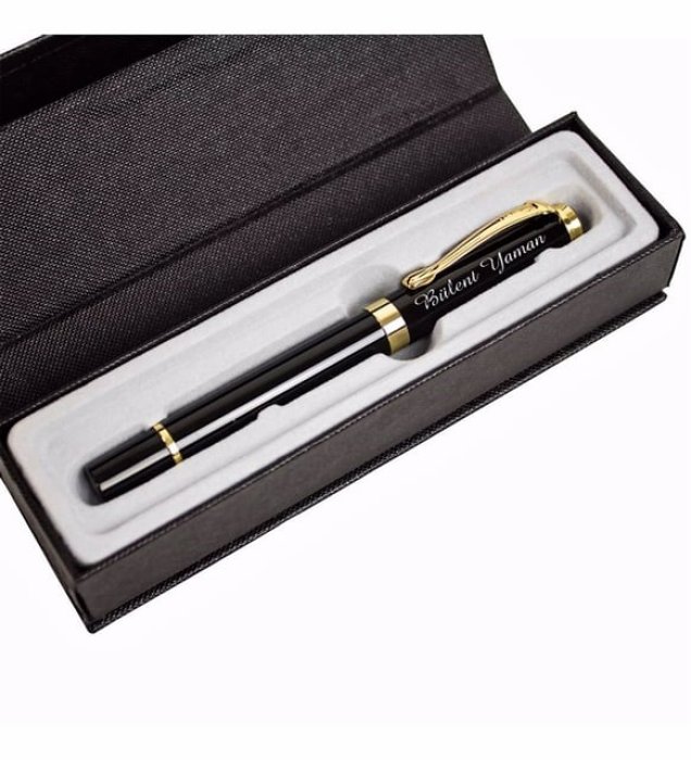 Hediyezin Kişiye Özel Kutulu Gold Detaylı Roller Kalem
