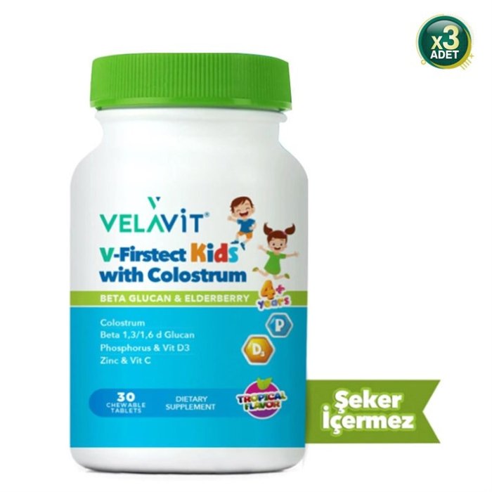 Velavit V-Firstect Kids With Colostrum 30 Tablet 3 Adet